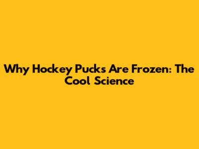 Why Hockey Pucks Are Frozen: The Cool Science