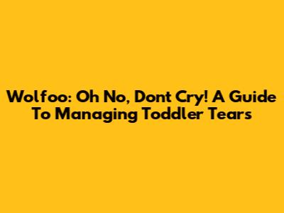 Wolfoo: Oh No, Don't Cry! A Guide To Managing Toddler Tears