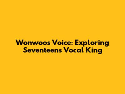 Wonwoo's Voice: Exploring Seventeen's Vocal King
