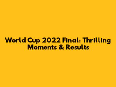 World Cup 2022 Final: Thrilling Moments & Results