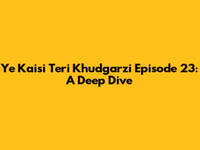 Ye Kaisi Teri Khudgarzi Episode 23: A Deep Dive