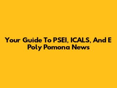 Your Guide To PSEI, ICALS, And E Poly Pomona News