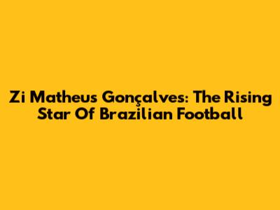 Zi Matheus Gonçalves: The Rising Star Of Brazilian Football